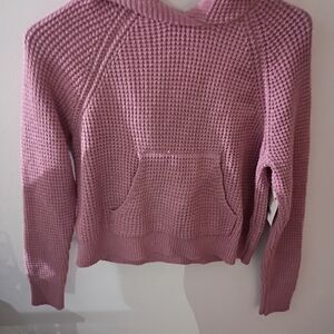 Pink Knit Hoodie Sweater